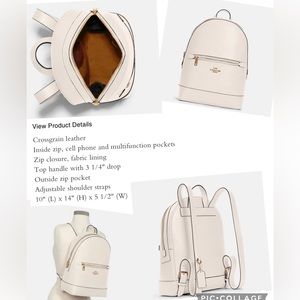 Brand new, white Coach backpack purse.